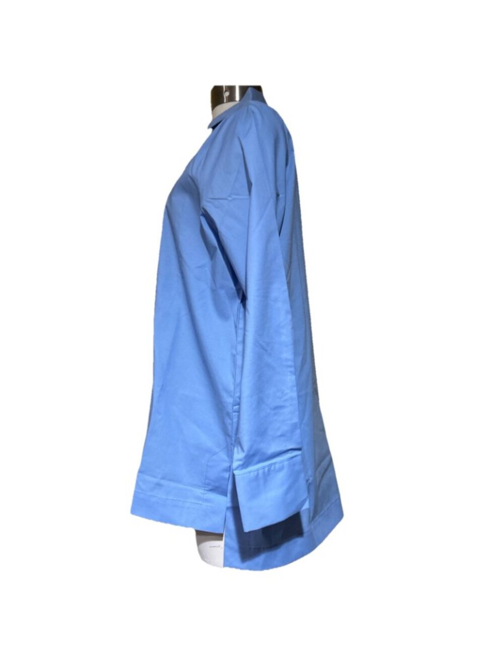 Martha Stewart Lillian Shirt Lot Stretch Poplin Collared Tunic Blue Tan XS - Picture 5 of 13